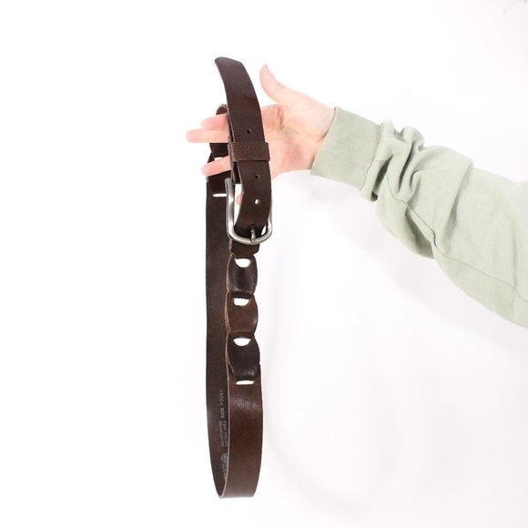 *Landes Brown Italian Leather Belt With Braid - Picture 4 of 7